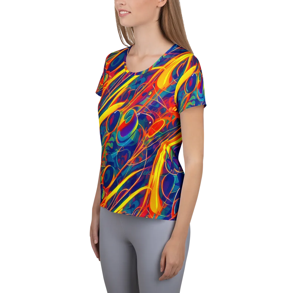 Abstract Blaze on Women's Athletic T-Shirt — Left
