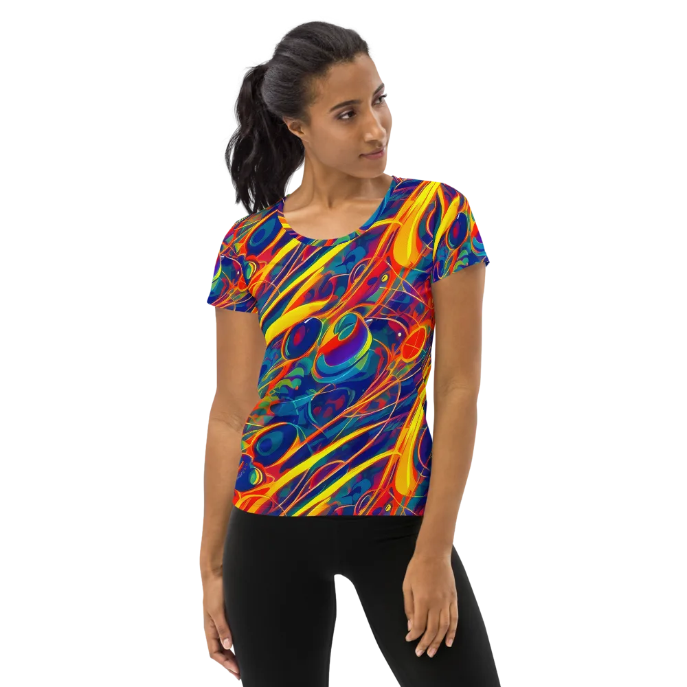Abstract Blaze on Women's Athletic T-Shirt — Front