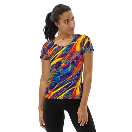 Abstract Blaze on a Women's Athletic T-Shirt
