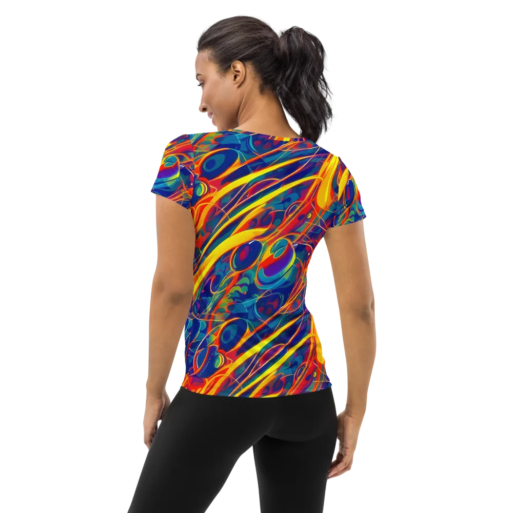 Abstract Blaze on Women's Athletic T-Shirt — Back