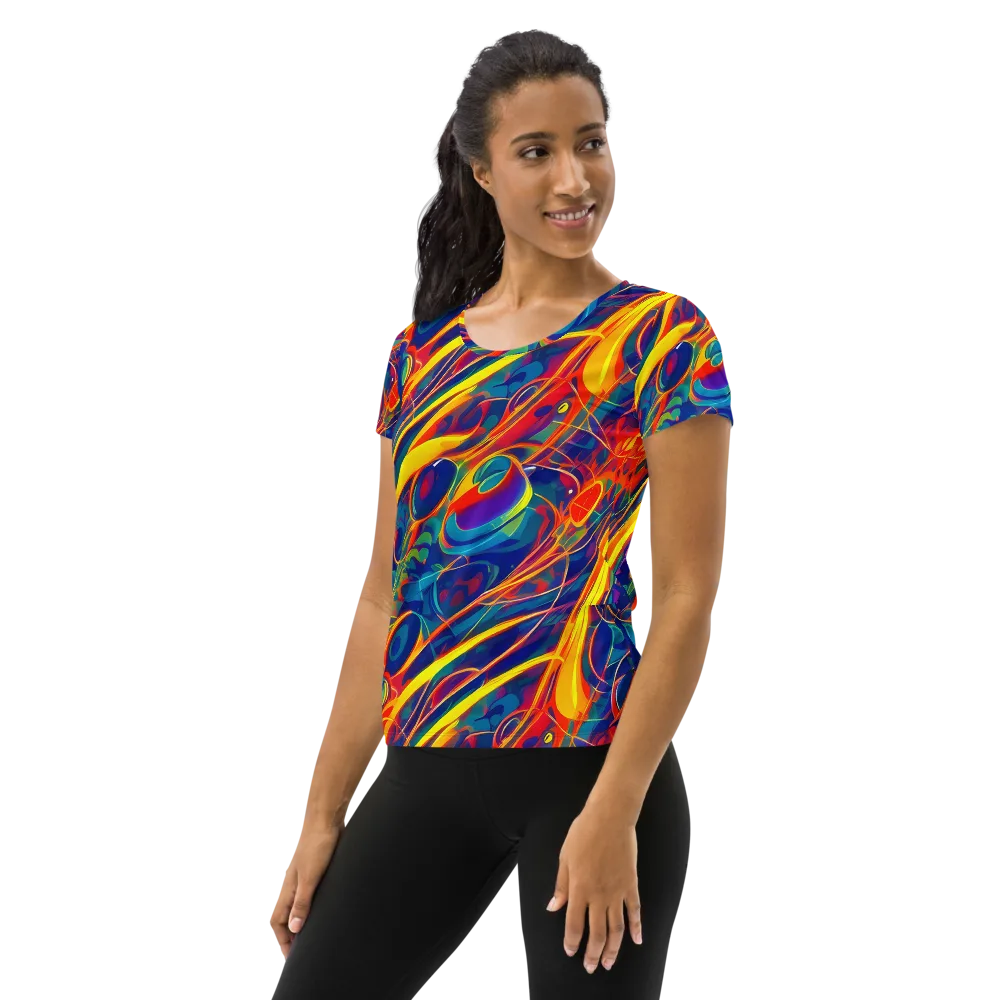 Abstract Blaze on Women's Athletic T-Shirt — Left