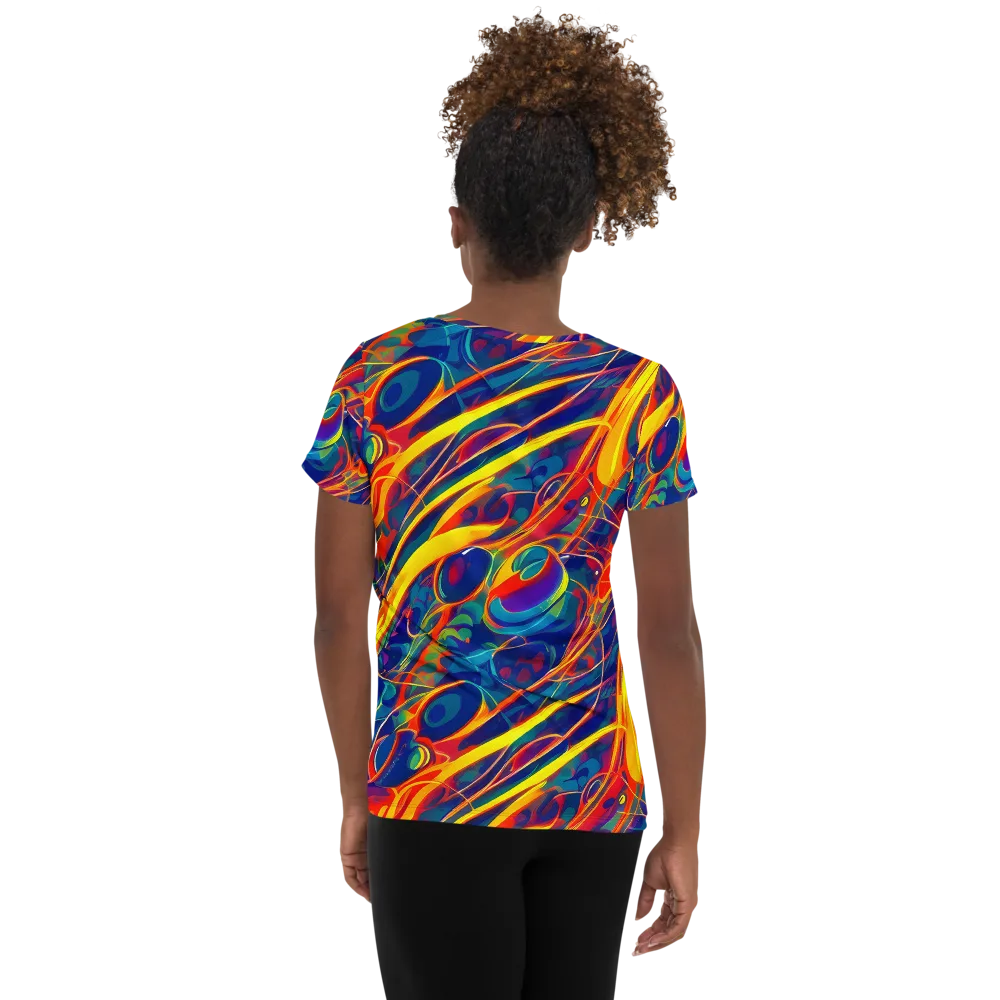 Abstract Blaze on Women's Athletic T-Shirt — Back