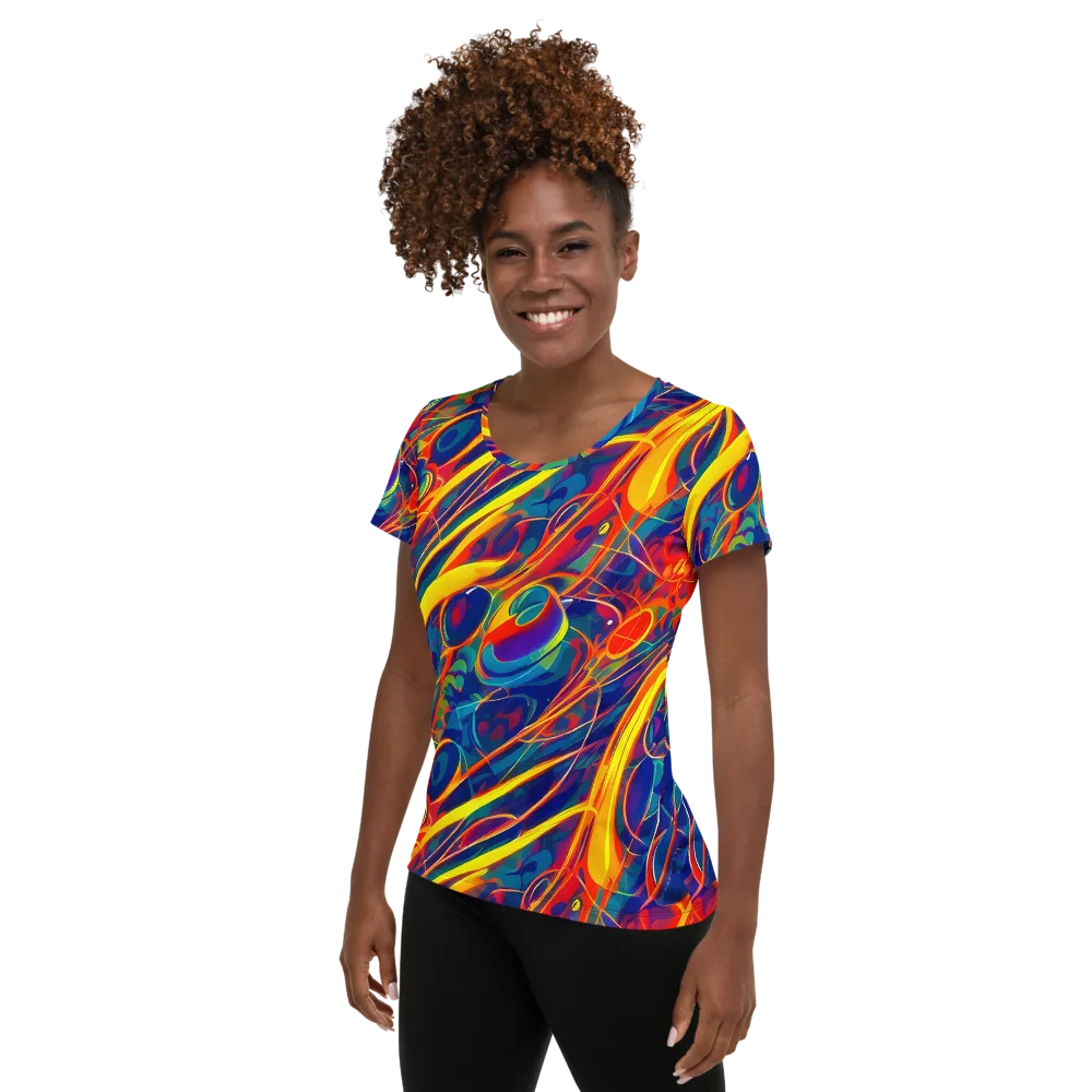 Abstract Blaze on Women's Athletic T-Shirt — Left