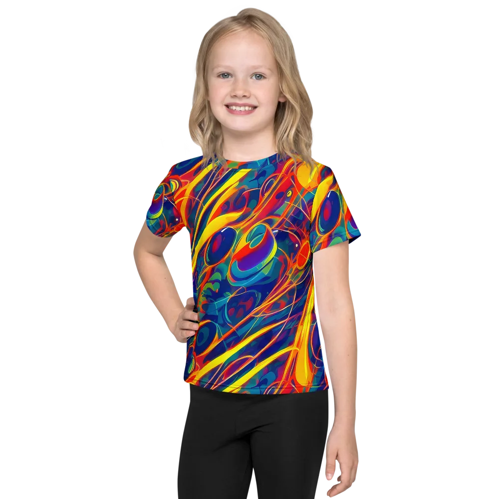 Abstract Blaze on Kids Crew Neck T-Shirt — Front