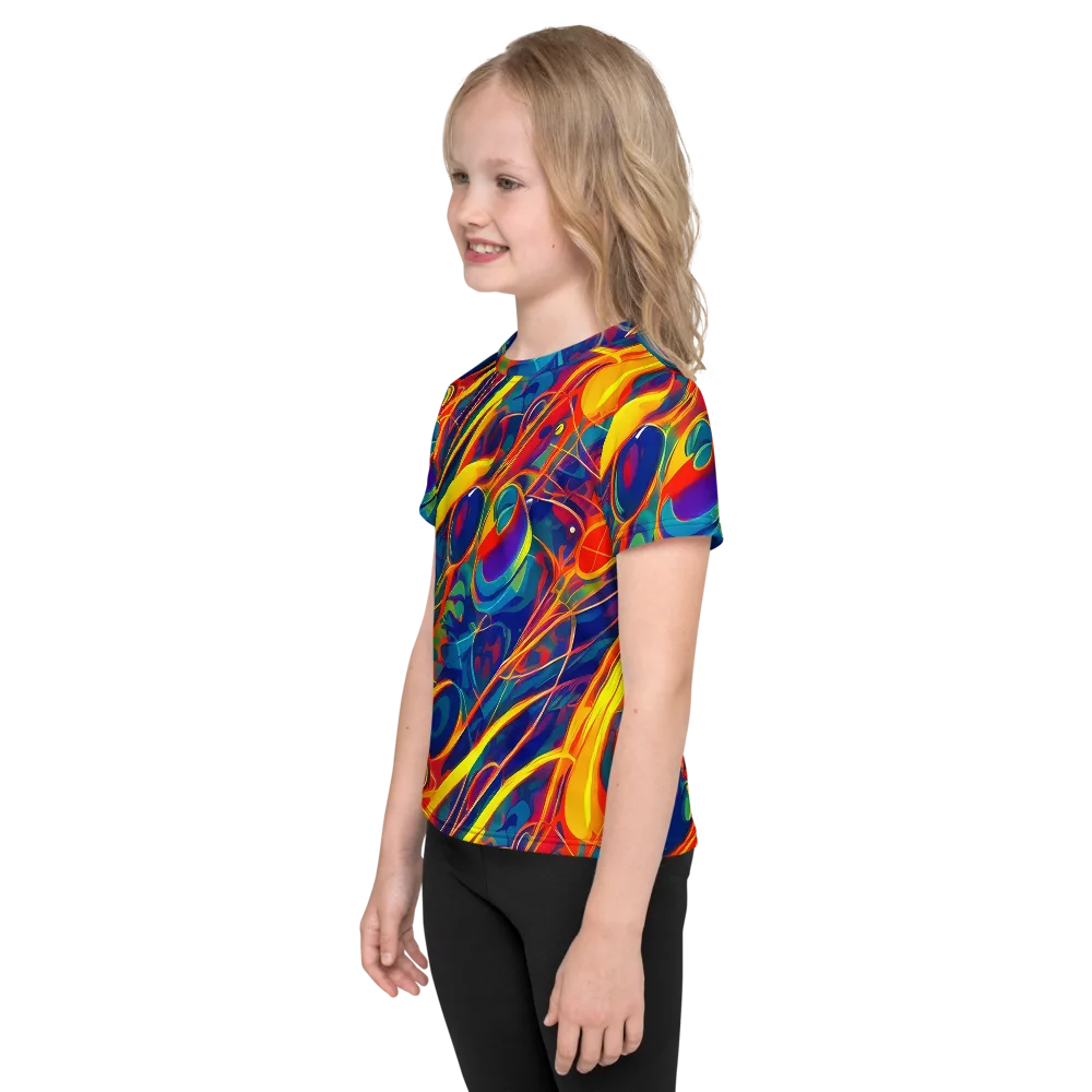 Abstract Blaze on Kids Crew Neck T-Shirt — Left