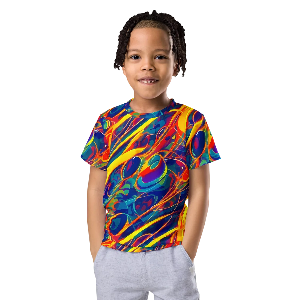 Abstract Blaze on Kids Crew Neck T-Shirt — Front