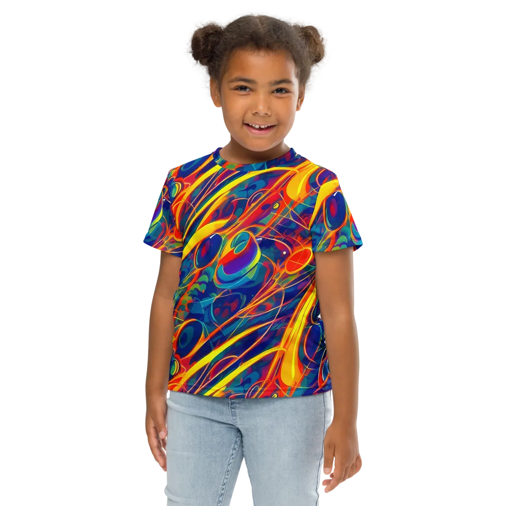 Abstract Blaze on Kids Crew Neck T-Shirt — Front