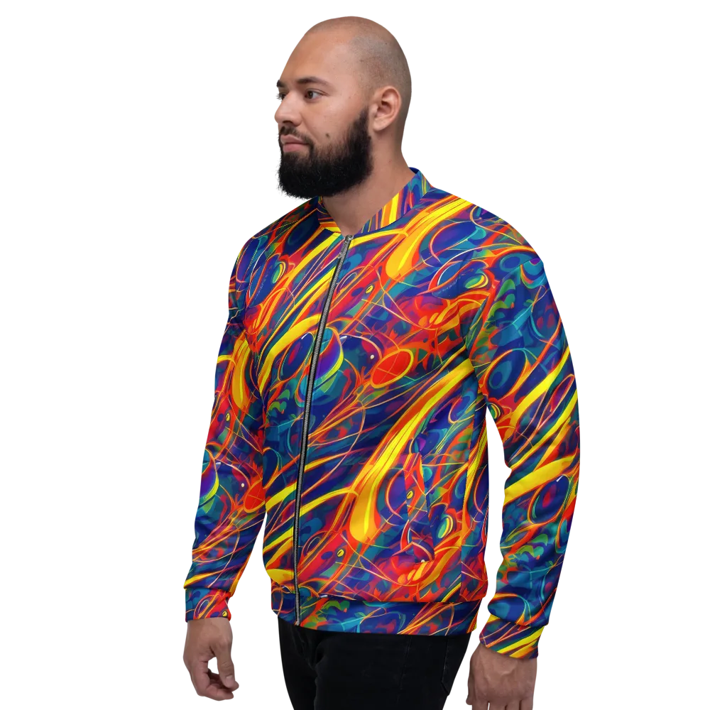 Abstract Blaze on Bomber Jacket — Left