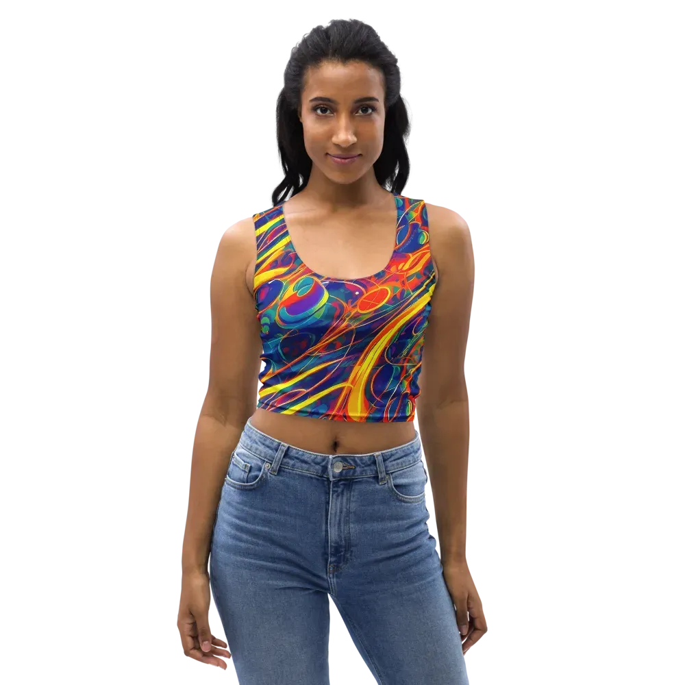 Abstract Blaze on Crop Top — Front