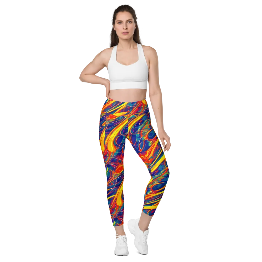 Abstract Blaze on Leggings with Pockets — Front