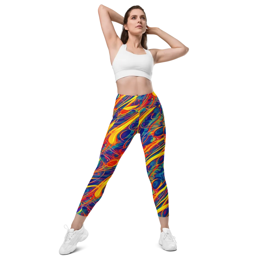 Abstract Blaze on Leggings with Pockets — Front