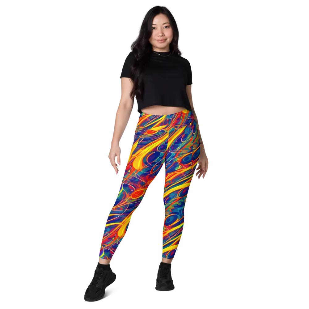 Abstract Blaze on Leggings with Pockets — Front