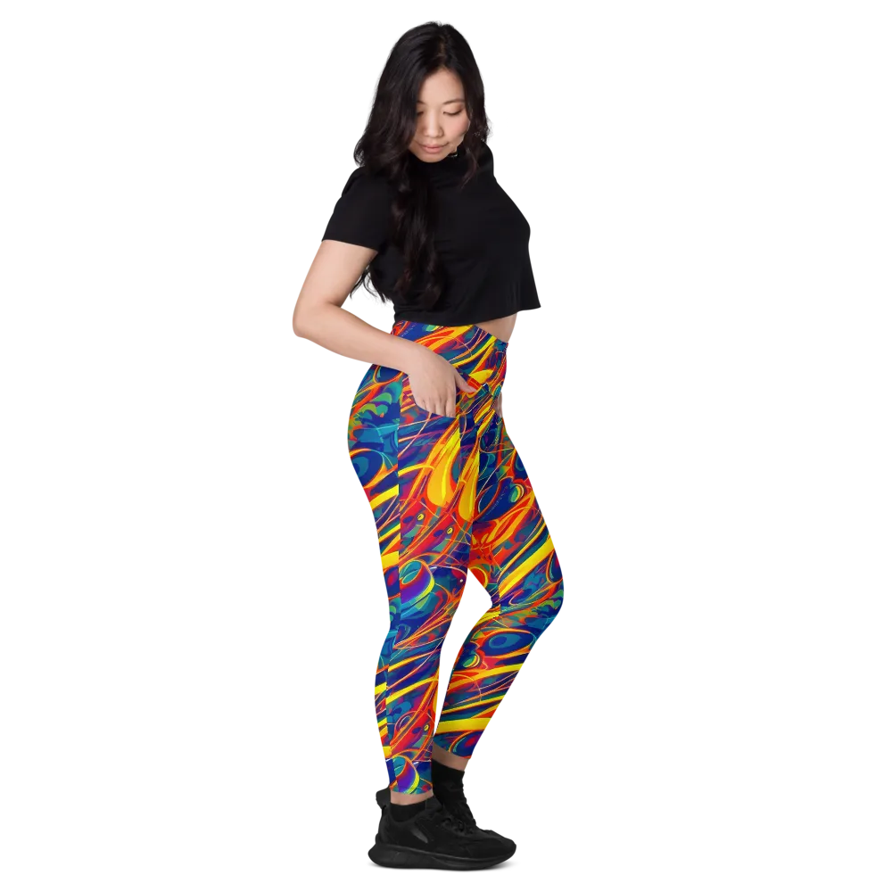 Abstract Blaze on Leggings with Pockets — Right