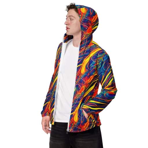 Abstract Blaze on a Men's Windbreaker