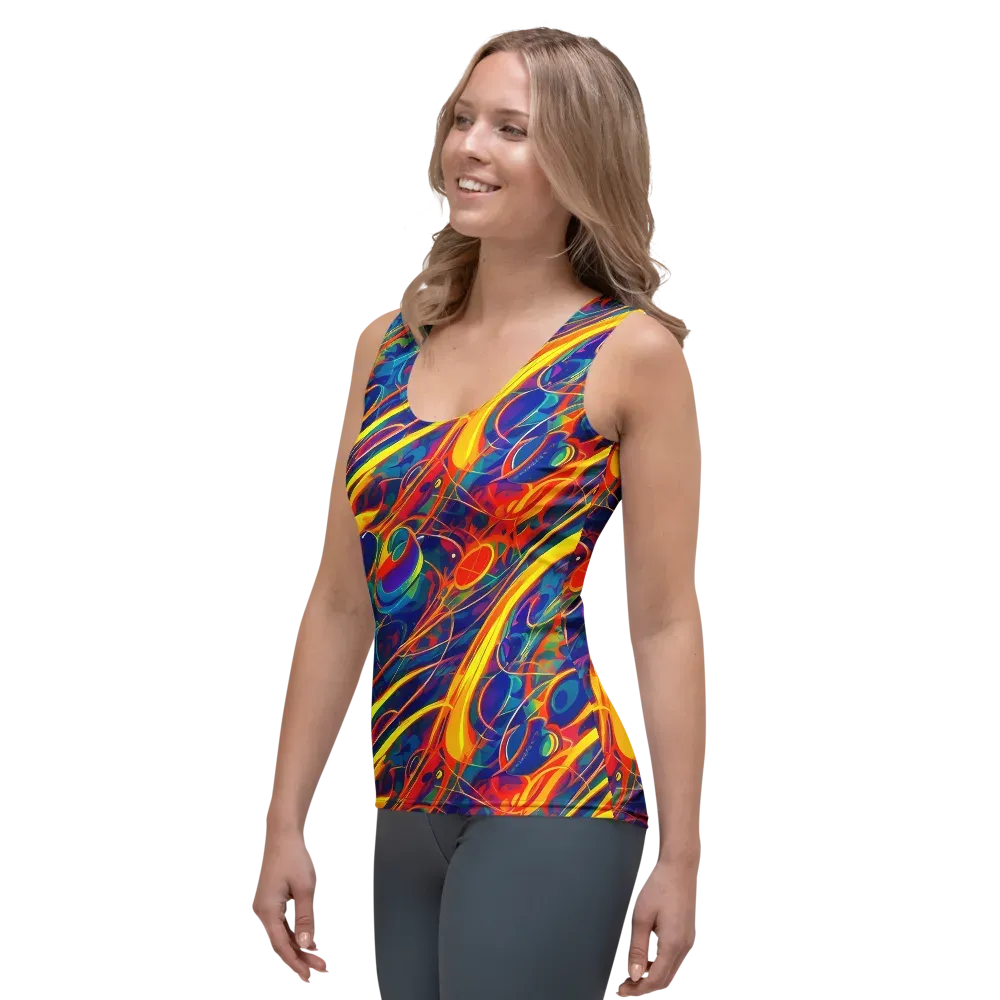 Abstract Blaze on Women's Tank Top — Left Front