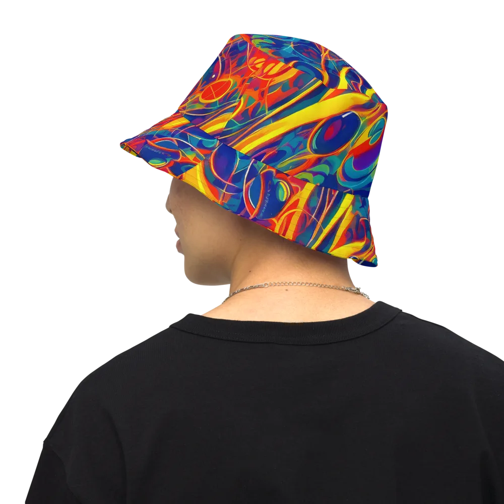 Abstract Blaze on Reversible Bucket Hat — Back Inside