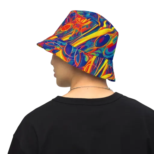 Abstract Blaze on a Reversible Bucket Hat