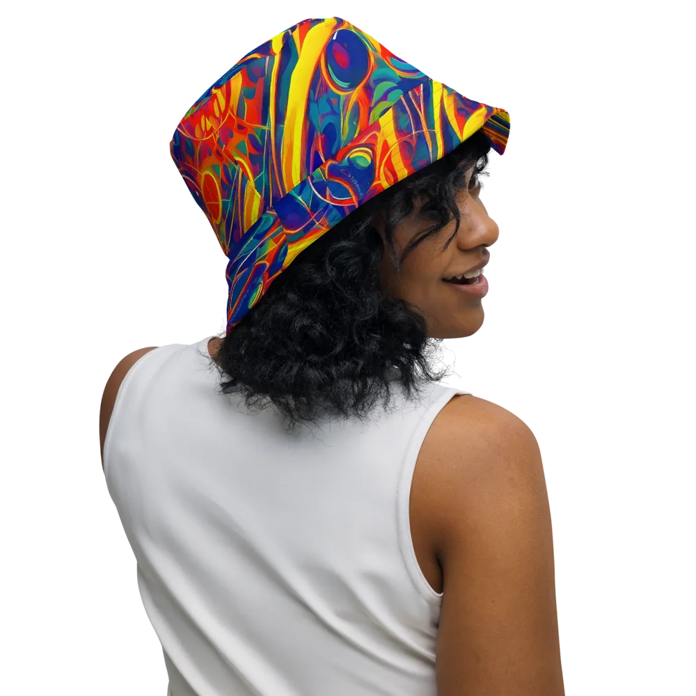 Abstract Blaze on Reversible Bucket Hat — Right Outside