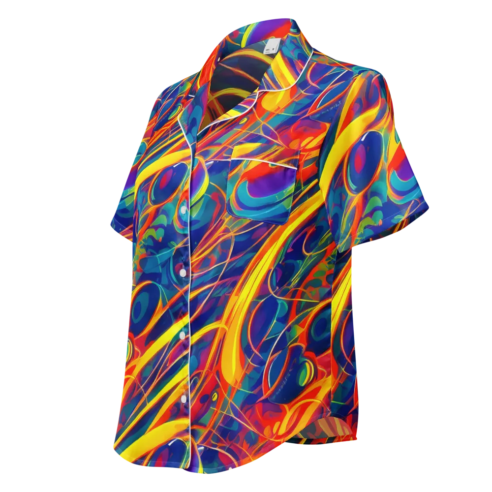 Abstract Blaze on Women's Short Sleeve Pajama Top — Left Front