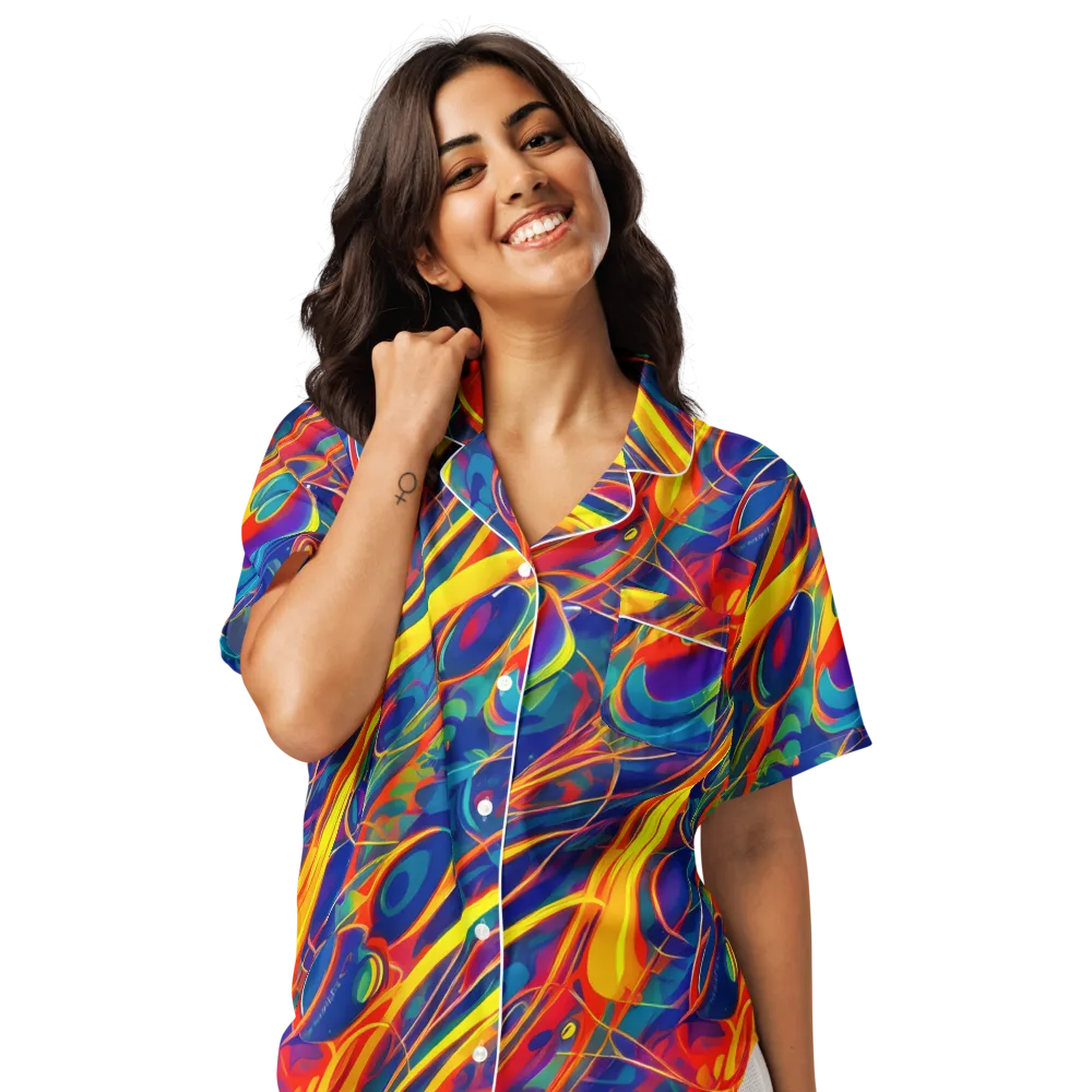 Abstract Blaze on Women's Short Sleeve Pajama Top — Front