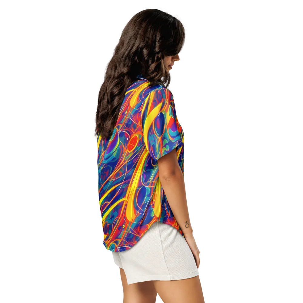 Abstract Blaze on Women's Short Sleeve Pajama Top — Right Back