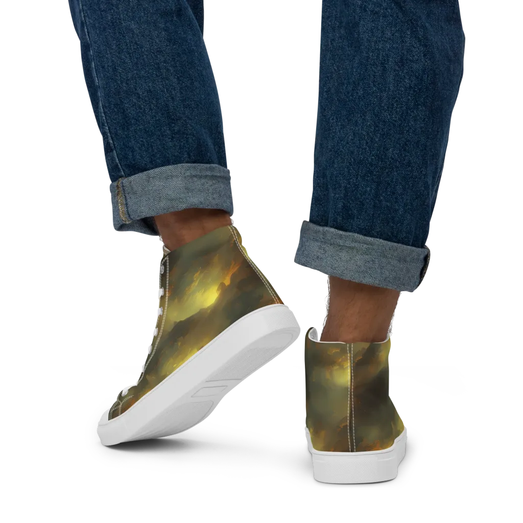 Crimson Tide on Men's High Top Canvas Shoes — Back