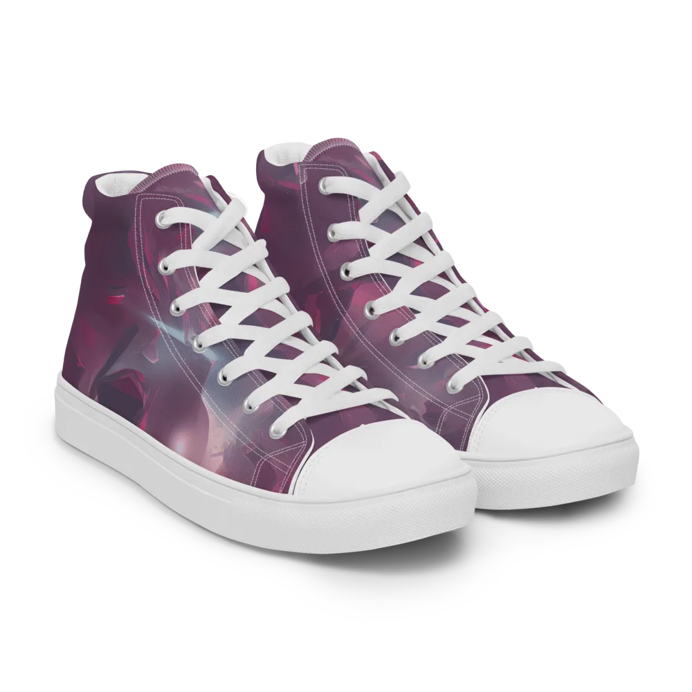 Vertex Visions on Men's High Top Canvas Shoes — Right Front