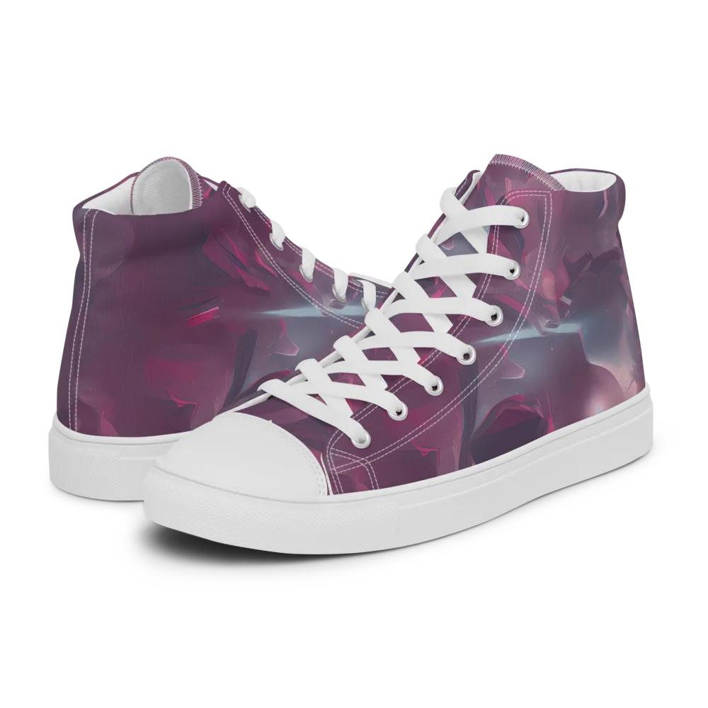 Vertex Visions on Men's High Top Canvas Shoes — Left