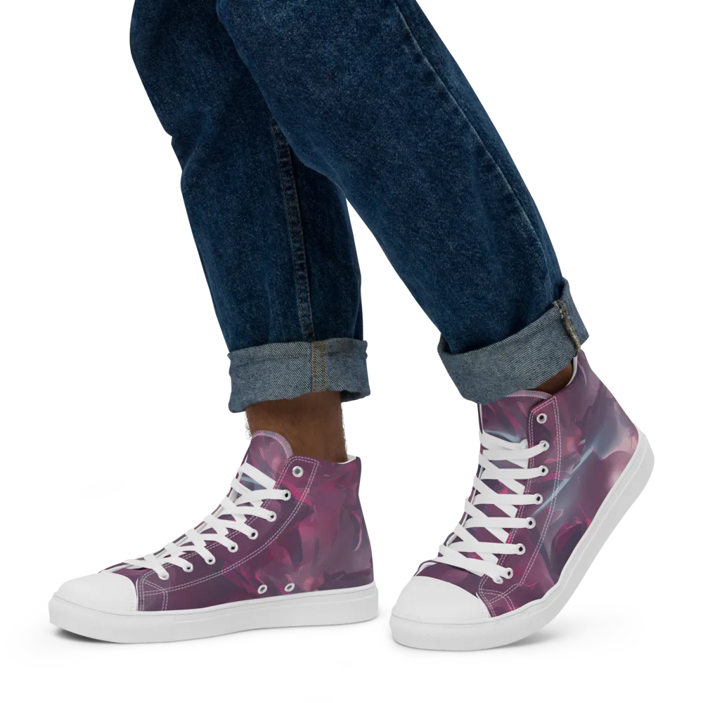 Vertex Visions on Men's High Top Canvas Shoes — Left