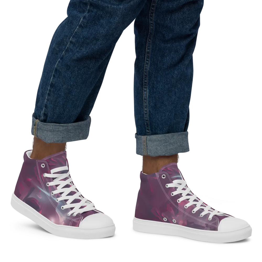 Vertex Visions on Men's High Top Canvas Shoes — Right