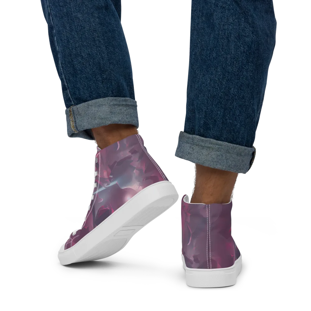 Vertex Visions on Men's High Top Canvas Shoes — Back