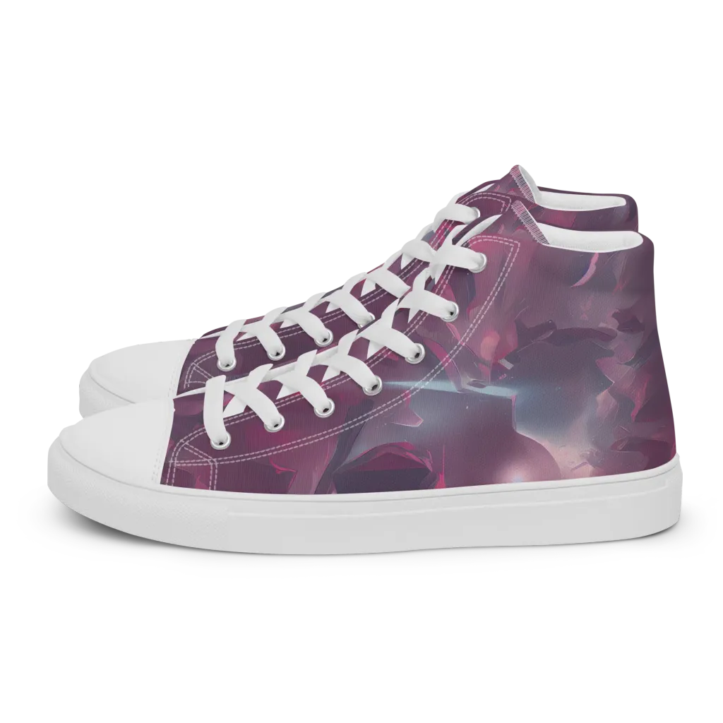 Vertex Visions on Women's High Top Canvas Shoes — Left