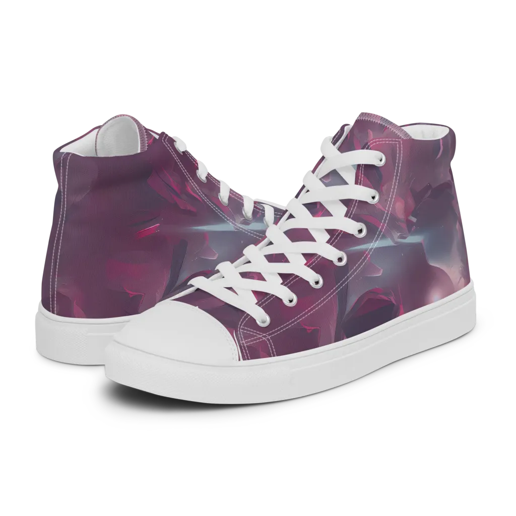 Vertex Visions on Women's High Top Canvas Shoes — Left
