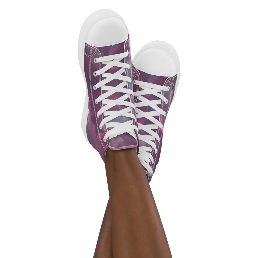 Vertex Visions on Women's High Top Canvas Shoes — Front