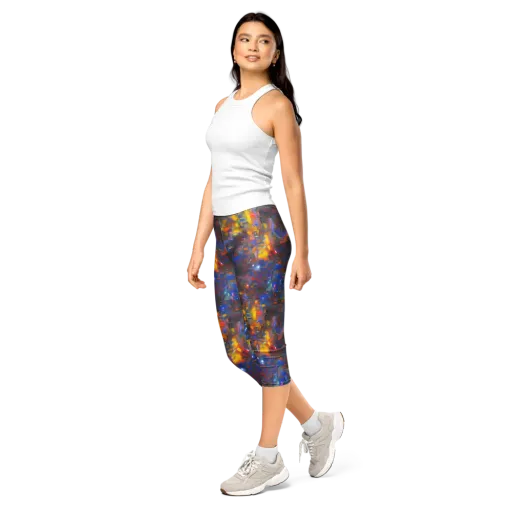 Abstract Conflux on a Capri Leggings