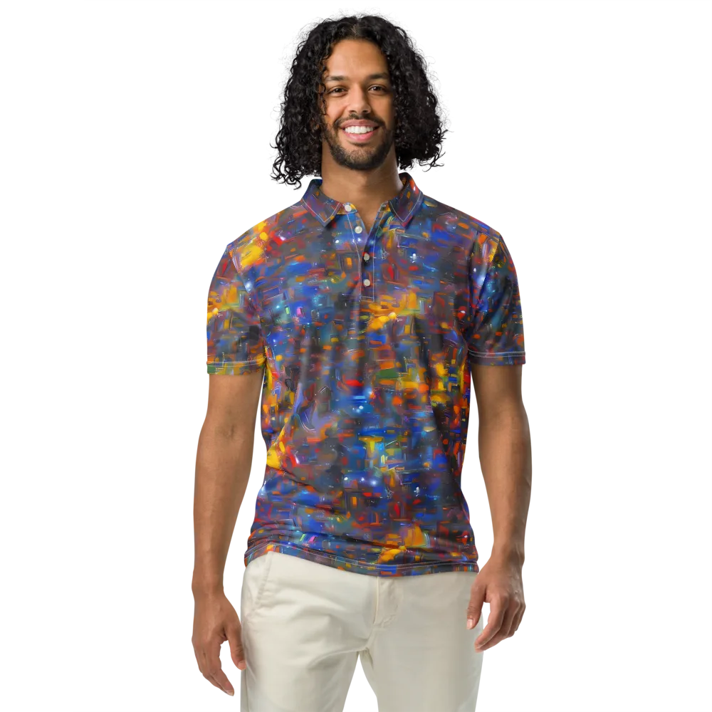 Abstract Conflux on Men's Slim Fit Polo Shirt — Front