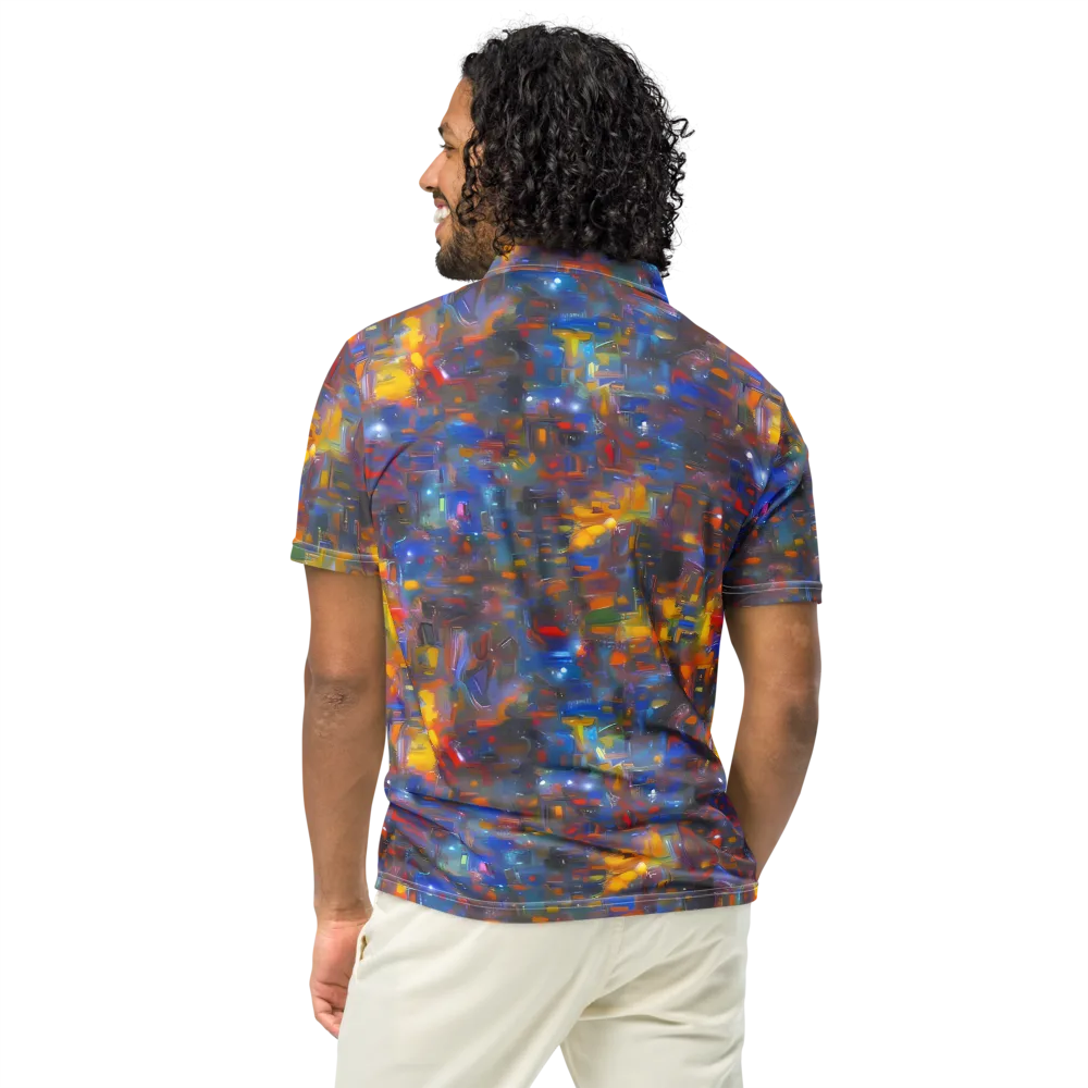 Abstract Conflux on Men's Slim Fit Polo Shirt — Back