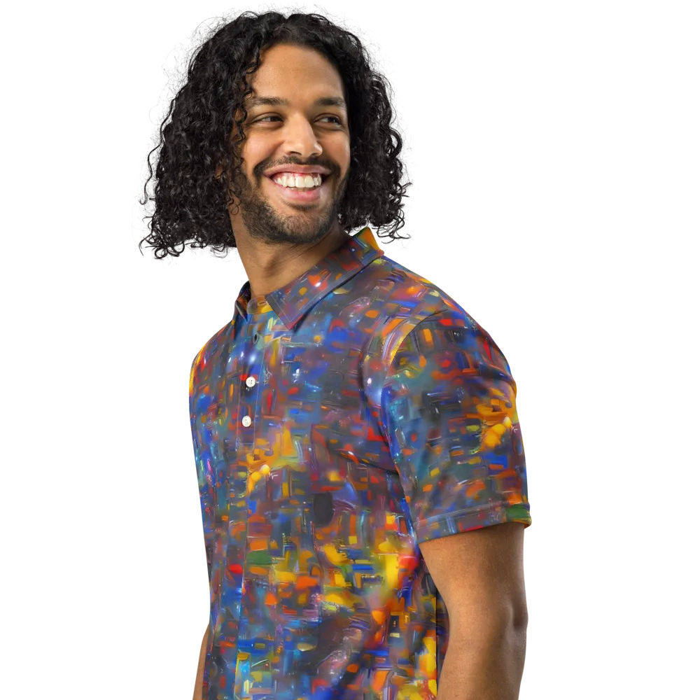 Abstract Conflux on Men's Slim Fit Polo Shirt — Left Front