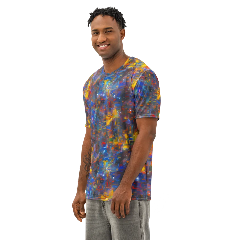 Abstract Conflux on Men's Cotton Crew Neck T-Shirt — Left Front