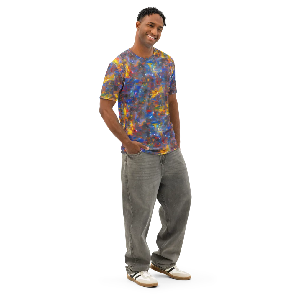 Abstract Conflux on Men's Cotton Crew Neck T-Shirt — Right Front