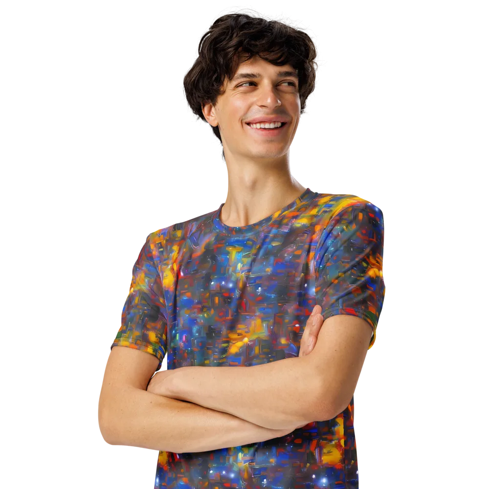Abstract Conflux on Men's Crew Neck T-Shirt — Left Front
