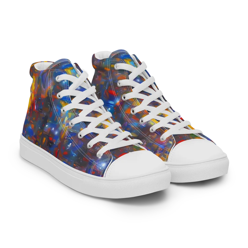 Abstract Conflux on Men's High Top Canvas Shoes — Right Front