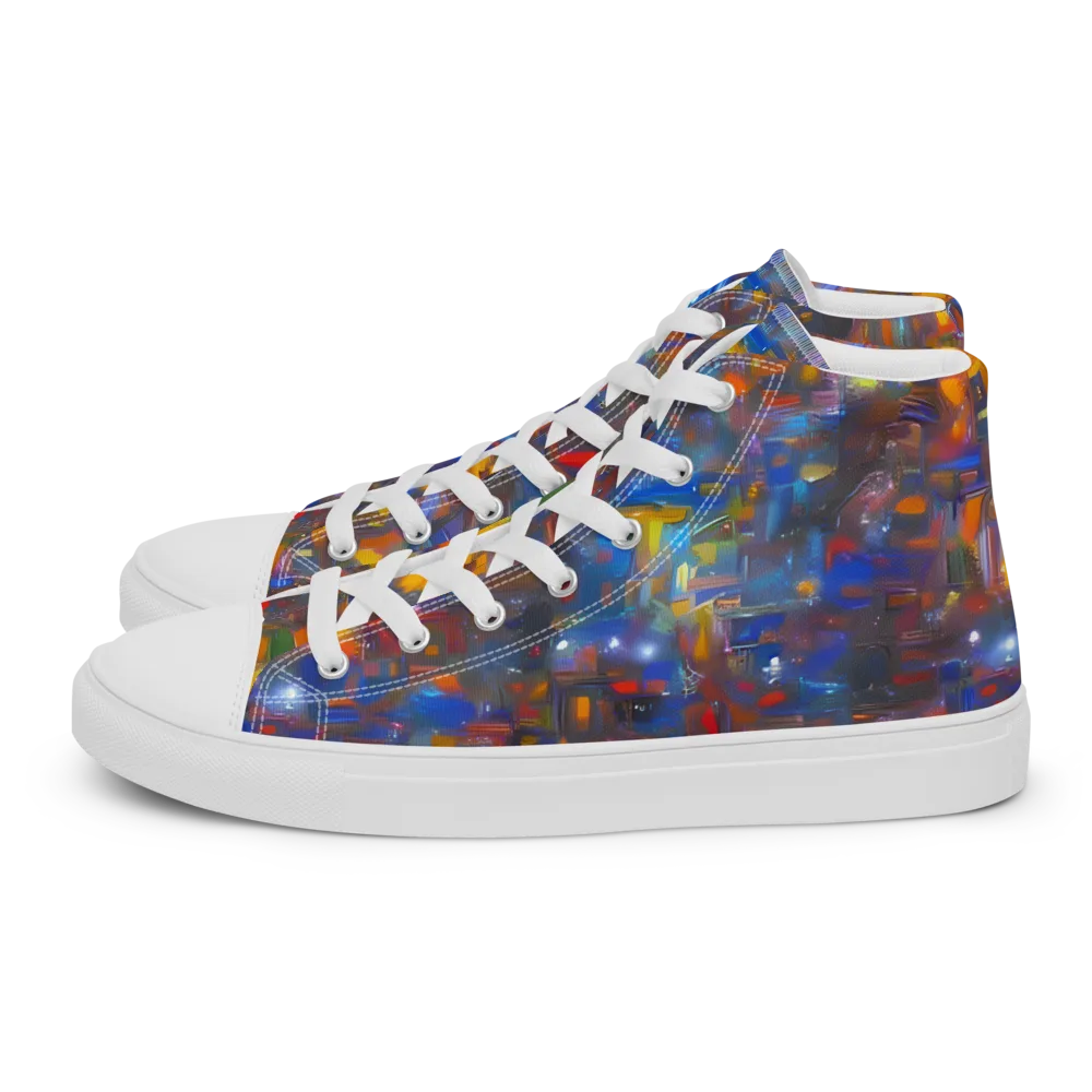 Abstract Conflux on Men's High Top Canvas Shoes — Left