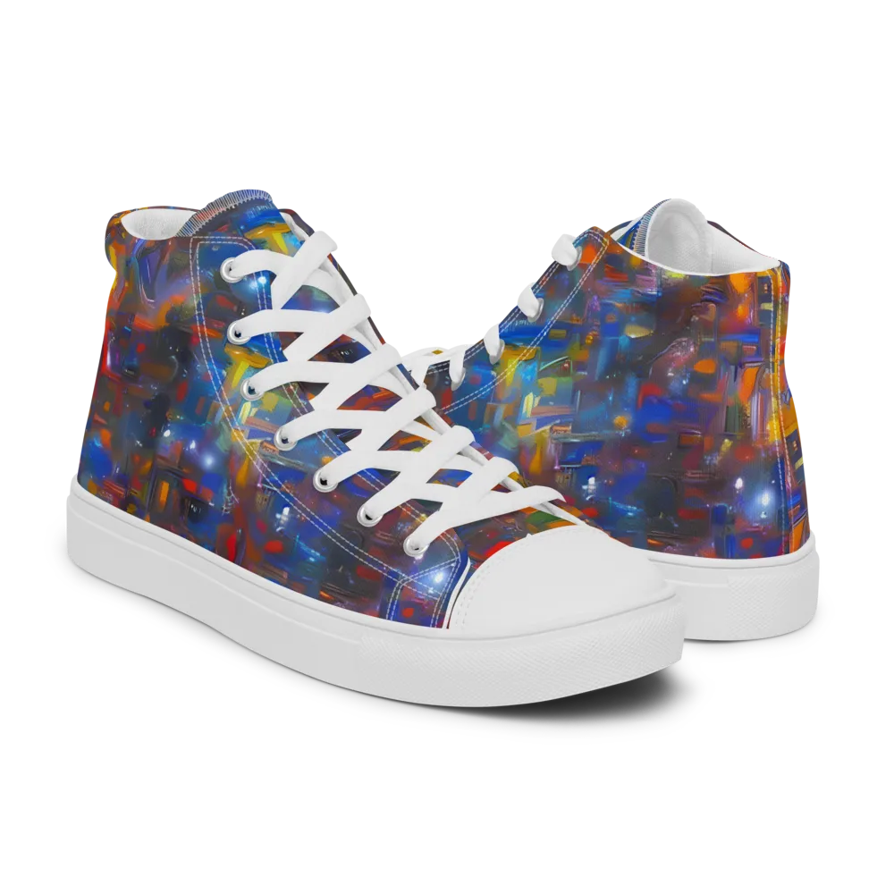 Abstract Conflux on Men's High Top Canvas Shoes — Right