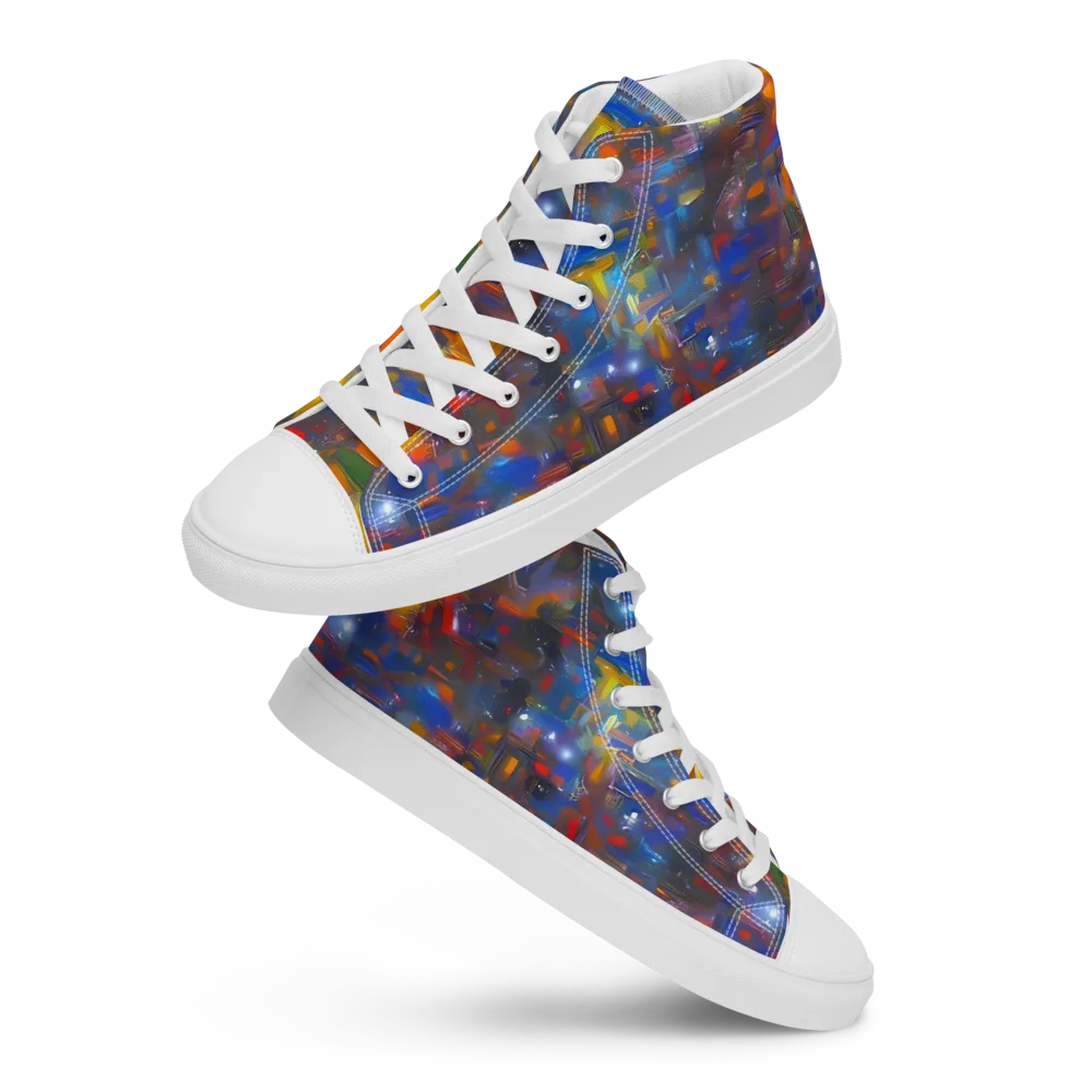 Abstract Conflux on Men's High Top Canvas Shoes — Front