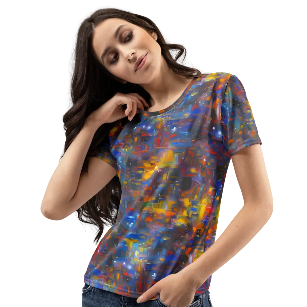 Abstract Conflux on Women's Crew Neck T-Shirt — Left Front