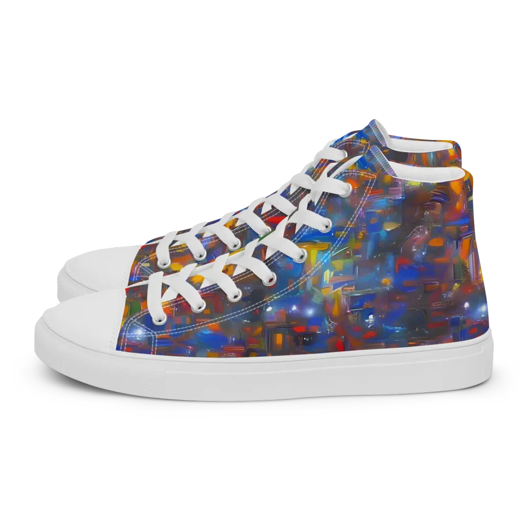 Abstract Conflux on Women's High Top Canvas Shoes — Left
