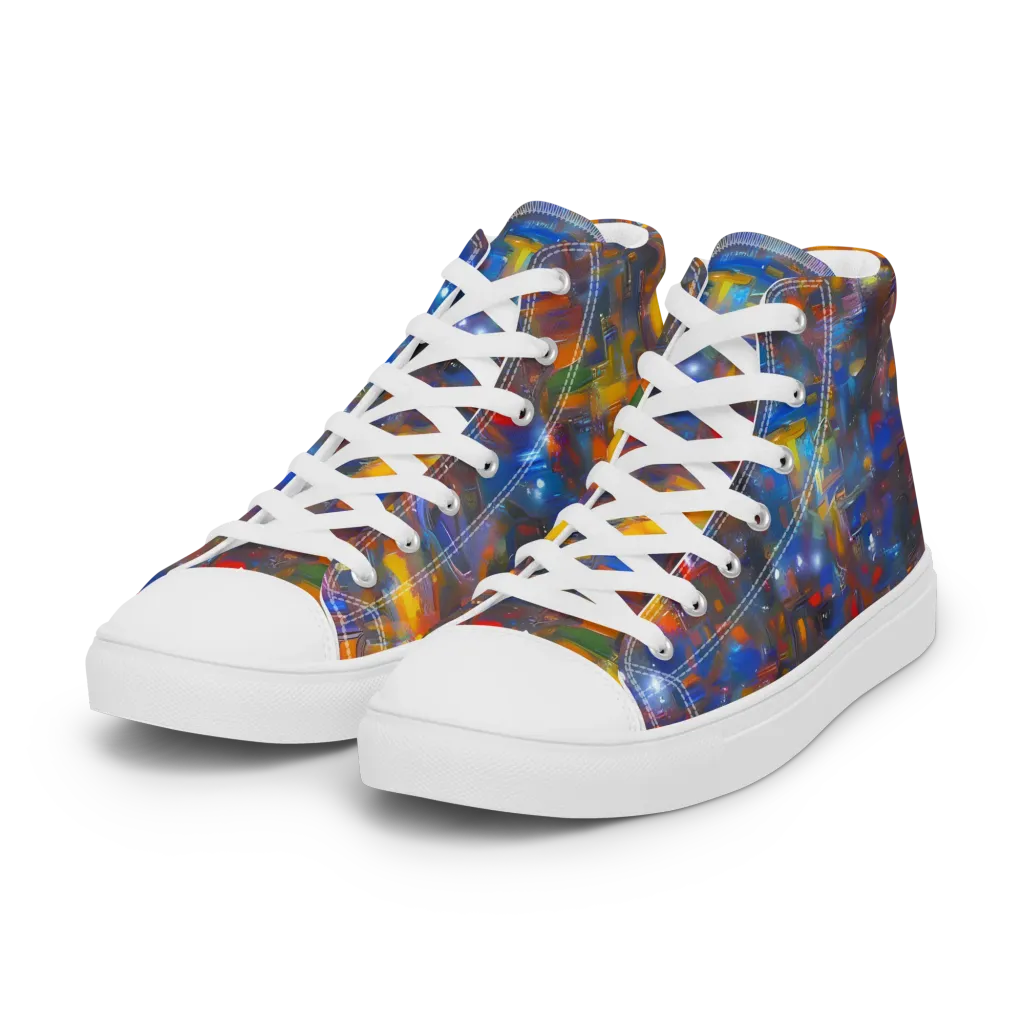 Abstract Conflux on Women's High Top Canvas Shoes — Left Front