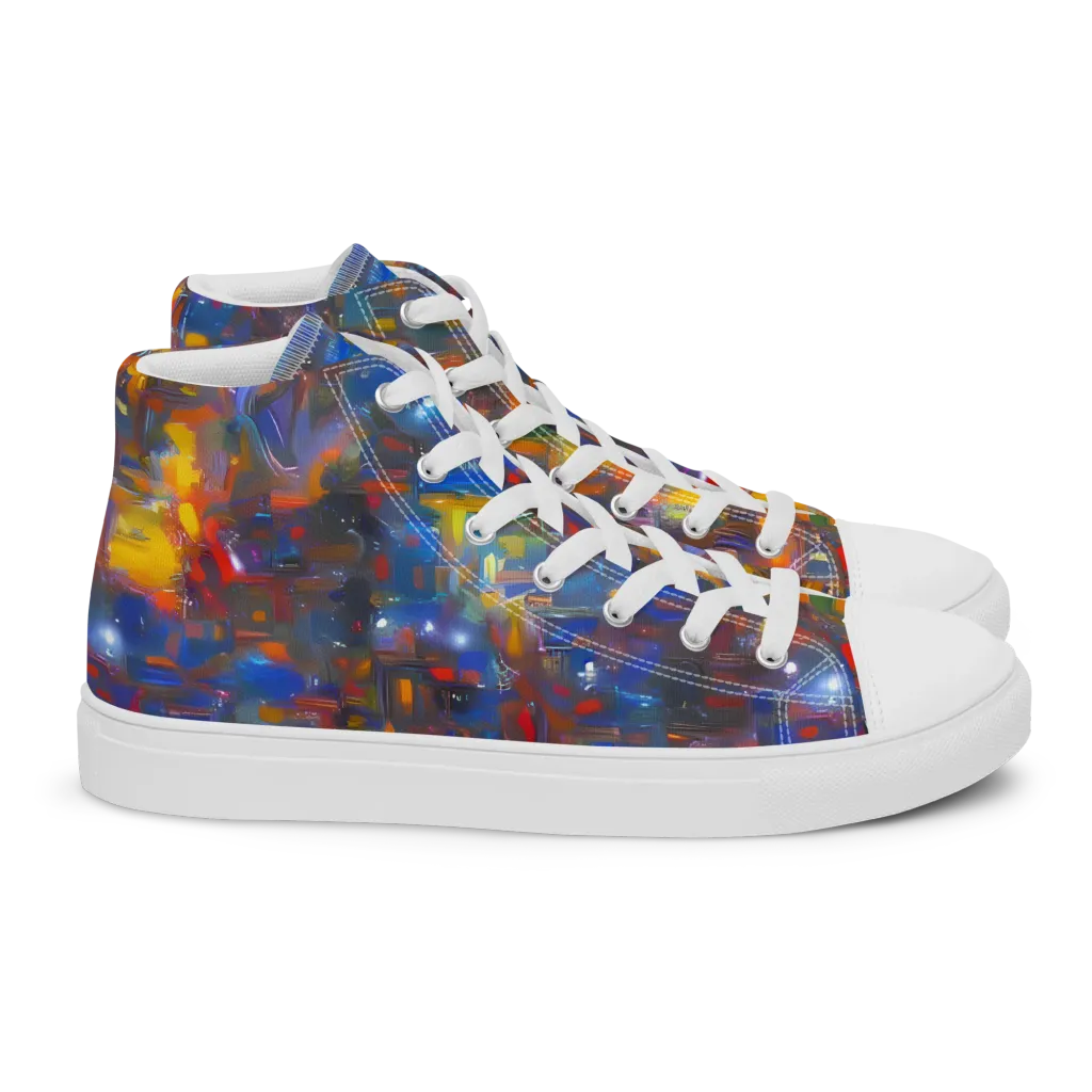 Abstract Conflux on Women's High Top Canvas Shoes — Right