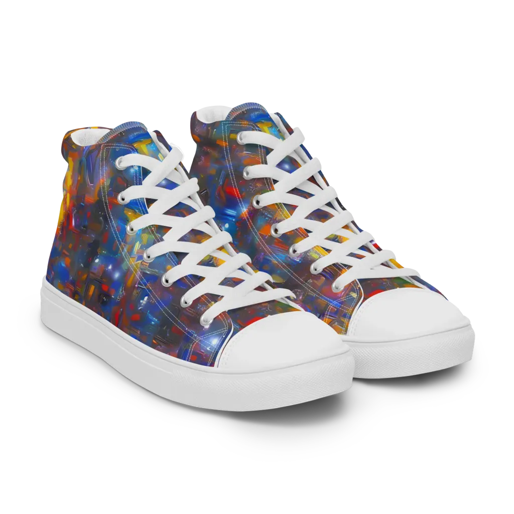 Abstract Conflux on Women's High Top Canvas Shoes — Right Front